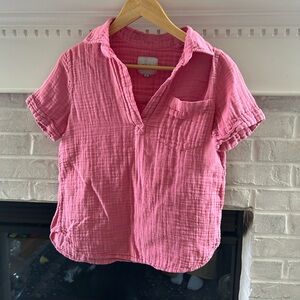 Rails Rose Textured Blouse 100% organic cotton top XS pink good condition